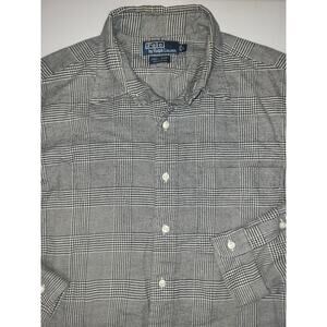 Polo Ralph Lauren Shirt Men's L Black/White Houndstooth Button Up Lowell Sport